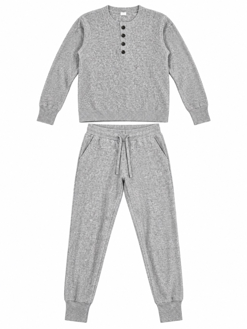 stars above Heather Gray Two-Piece Thermal Pajama Set